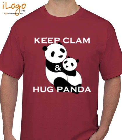 Keep-clam-%-hug-panda - T-Shirt