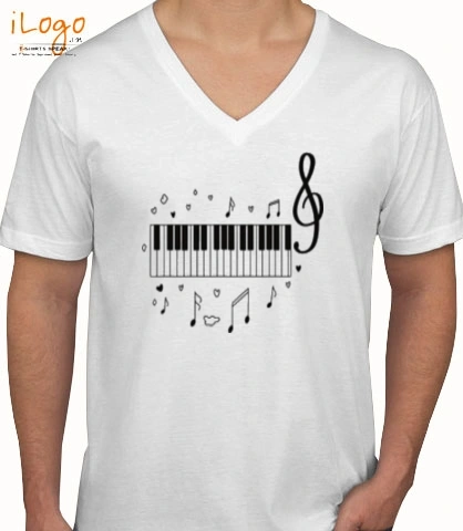 MUSIC- - Custom mens v-neck t-shirt