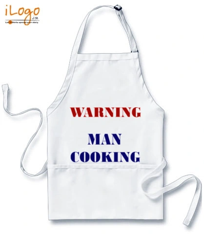 warning-man-cooking - Custom Apron